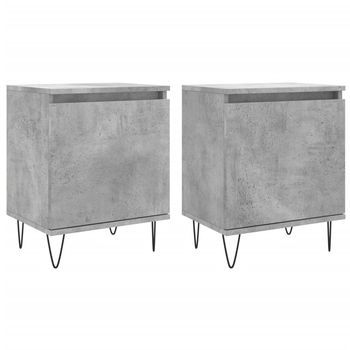 Juego De 2 Mesitas De Noche - Mesillas Madera Gris Hormigón 40x30x50 Cm Mc5525