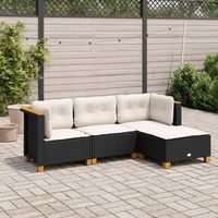 juego de sofas jardin 4 uds  conjunto mueble jardin mesa y sillas con cojines ratan sintetico negro cfw90367
