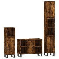 set de muebles bano 3 pzas madera contrachapada roble ahumado vidaxl