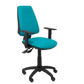 Silla De Oficina Ergonómica Con Mecanismo Sincro Y Regulable En Altura - Asiento Y Respaldo Tapizados En Similpiel Color Verde (brazos Regulables Incluidos) Piqueras Y Crespo Modelo Elche S