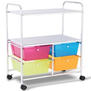 Carro Con Ruedas 4 Cajones Baño Contenedor Con Ruedas Carro De Cocina Con Ruedas 58,5 X 37 X 75 Cm Colorido