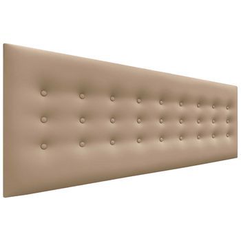 Dhome Cabecero De Polipiel Con 3 Hileras De Botones Cabezal Tapizado Cama Lujo (marrón Claro, 145cm)