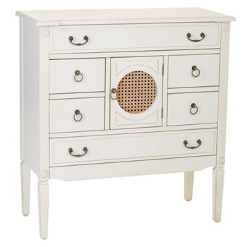 Cómoda de madera con rejilla blanca 85x38x90