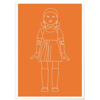 Lienzo Juego Del Calamar Muñeca Luz Roja, Luz Verde Naranja 70x100cm