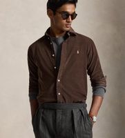 polo ralph lauren para hombre 710853123503 camisa de pana custom fit s marron casual algodon manga larga