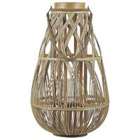 linterna de madera de bambu color claro y cristal 56 cm interior exterior escandinavo tonga