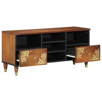 Mueble De Tv | Mueble De Salón | Gabinete De Tv Con Cajón Con Estante Marrón Miel 100 X 33 X 46 Cm