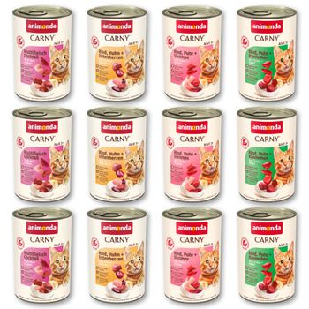 animonda Carny Adult 12 x 400 g - Pack ahorro - Pack mixto de vacuno y ave (4 variedades)