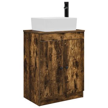 Vanidad De Baño Con Lavabo Roble Ahumado 54 X 35 X 83 Cm Vidaxl