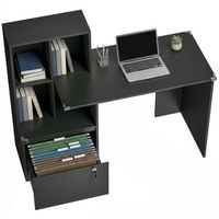 escritorio de ordenador con estanteria de cuatro compartimentos melamina 126 x 50 x 109 cm r negro