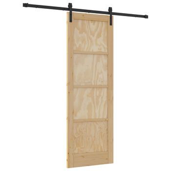 Puerta Corredera Natural Y Negro 73,5 X 211 Cm Vidaxl