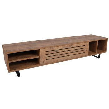 Mesa Tv,100% Tablero De Aglomerado Rechapado En Melamina, Color Atlantic Pino