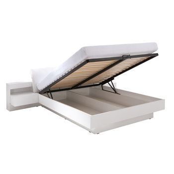 Cama Con Canapé 160x200 Renato Con Somier Color Blanco