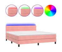 cama box spring colchon y led terciopelo rosa 180x200 cm rayas horizontales