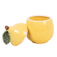 tarro de gres amarillo y verde