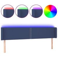 cabecero cama  panel de cabecera con led de tela azul 203x16x7888 cm