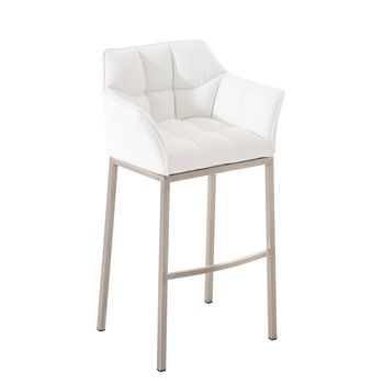 Taburete De Bar Damaso Cuero Sintético Con Base De Cuatro Patas Simil Cuero Blanco 48x64x110 Cm Clp