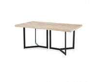 mesa de comedor fija con patas metalicas en negro y roble 180x100 cm jokul negro - roble 180 x 76 x cm
