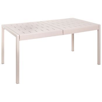 Mesa De Jardín De Material Sintético De 6 Plazas Resistente A La Intemperie Al Aire Libre Patio Beige Bartica