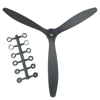 Hélice de 3 hojas eficiente QTmodel 1170 de 11x7 pulgadas para modelos de aviones RC eléctricos de petróleo