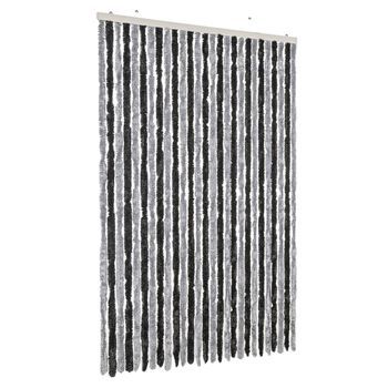 Cortina Antimoscas Chenilla Gris Y Negro 118x220 Cm Vidaxl