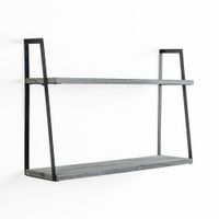 estanteria de pared de 2 niveles gris madera de paulownia