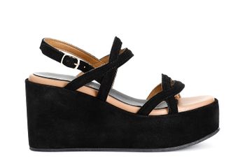 sandalias cuña ante dos cruces black