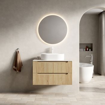 Mueble De Lavabo Suspendido - Baño - Madera Contrachapada - Roble Blanco (80x46x62.2cm)
