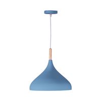 bel air home lampara colgante baviera azul 1xe-27 diametro 30 cm altura ajustable metal y madera estilo escandinavo para dormitorio salon o comedor