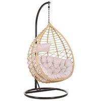 silla colgante de ratan color natural con marco de metal para interior y exterior cesta arsita