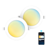 aigostar 2 pack inteligente downlight led luces para alexa de 18 w 1765 lm wi-fi  focos led empotrada compatible con alexa y google home regulable de luz calida a blanca 3000-6500k 190-200 mm