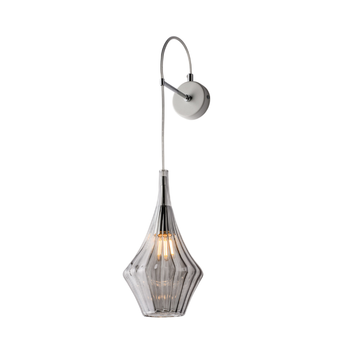 Aplique De Pared Zeus De Hierro Con Cristal Pyrex Gris 1 Luz .14 P.21 Bl270-ap1-gr
