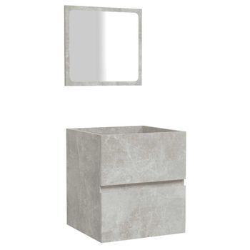 Armario De Baño Con Espejo Madera De Ingeniería Gris Hormigón Vidaxl