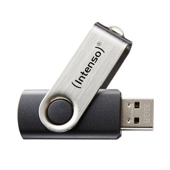 Pendrive Intenso Basic Line 16GB USB 2.0 Giratorio Negro y Plata