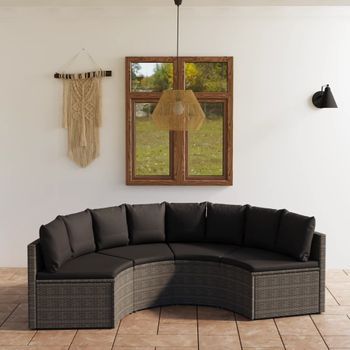Conjunto De Sofás De Jardín Con Cojines 4 Uds | Mueble Jardin Mesa Y Sillas Ratán Sintético Gris Cfw754977