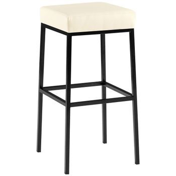 Taburete De Bar Funda De Polipiel Montreal Simil Cuero Crema 37x37x78 Cm Clp