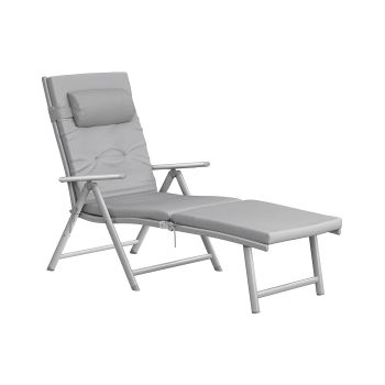 Tumbona Plegable Aluminio Inoxidable, Gris