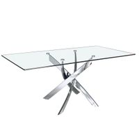 mesa comedor rectangular cristal templado y acero cromado