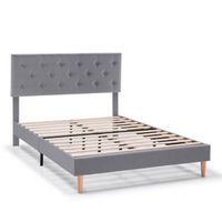 estructura de cama tapizada rosi de 30 cm 140x190 cm gris oscuro