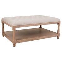 banqueta de madera tapizada color crema 110x78x48