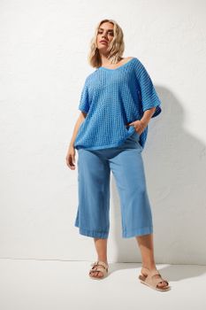 Yours Culottes Azules De Cambray, Mujer Curvy Y Tallas Grandes, Yours