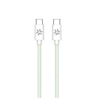 cable usb-c a usb-c celly tejido trenzado 15 m verdeblanco
