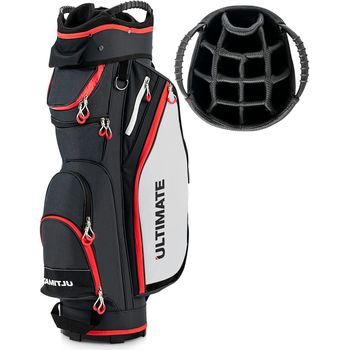 Bolsa De Golf Para Carro, Ligera,14 Divisores, 8 Bolsillos Costway 39 X 25 X 128 Cm Rojo