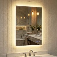 costway espejo led para bano 80 x 60cm espejo rectangular de pared con antivaho memoria 3 colores de luz control tactil