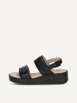 CAPRICE Sandal, black, made of Leather with Wedge heel, Size 36