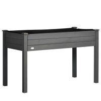 outsunny huerto urbano elevado de madera 1225x565x76 cm con tela no tejida para cultivos plantas flores gris oscuro