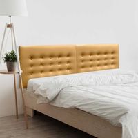 dhome cabecero de polipiel con 3 hileras de botones cabezal tapizado cama lujo dorado 210cm 2 piezas
