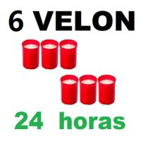 pack 6 velones mediano rojo24 horas duracion47mmx60mmvela lumar rojafespu