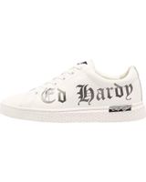 de ed hardy script low top white-gun metal blanco-gris