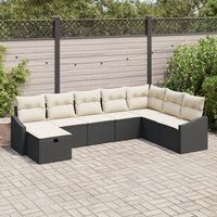 juego de sofa de jardin  de 8 piezas con cojines negros de poliratan v7771 unico  negro